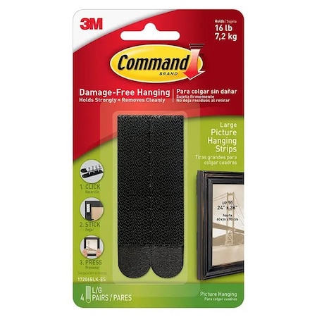 Command Large Black Picture Hanging Strips PK4 17206BLK-ES
